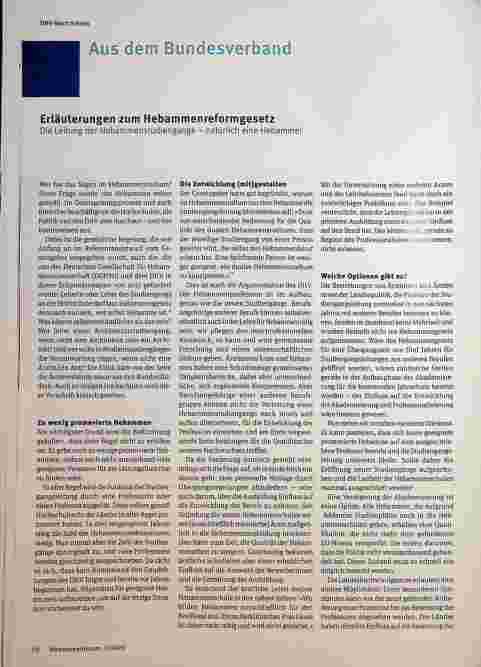 Vorschauseite 1: Erläuterungen zum Hebammenreformgesetz: Die Leitung der Hebammenstudiengänge - natürlich eine Hebamme!