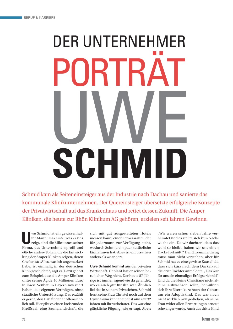 Vorschauseite 1: Porträt Uwe Schmid