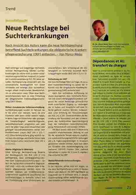 Vorschauseite 1: Neue Rechtslage bei Suchterkrankungen
