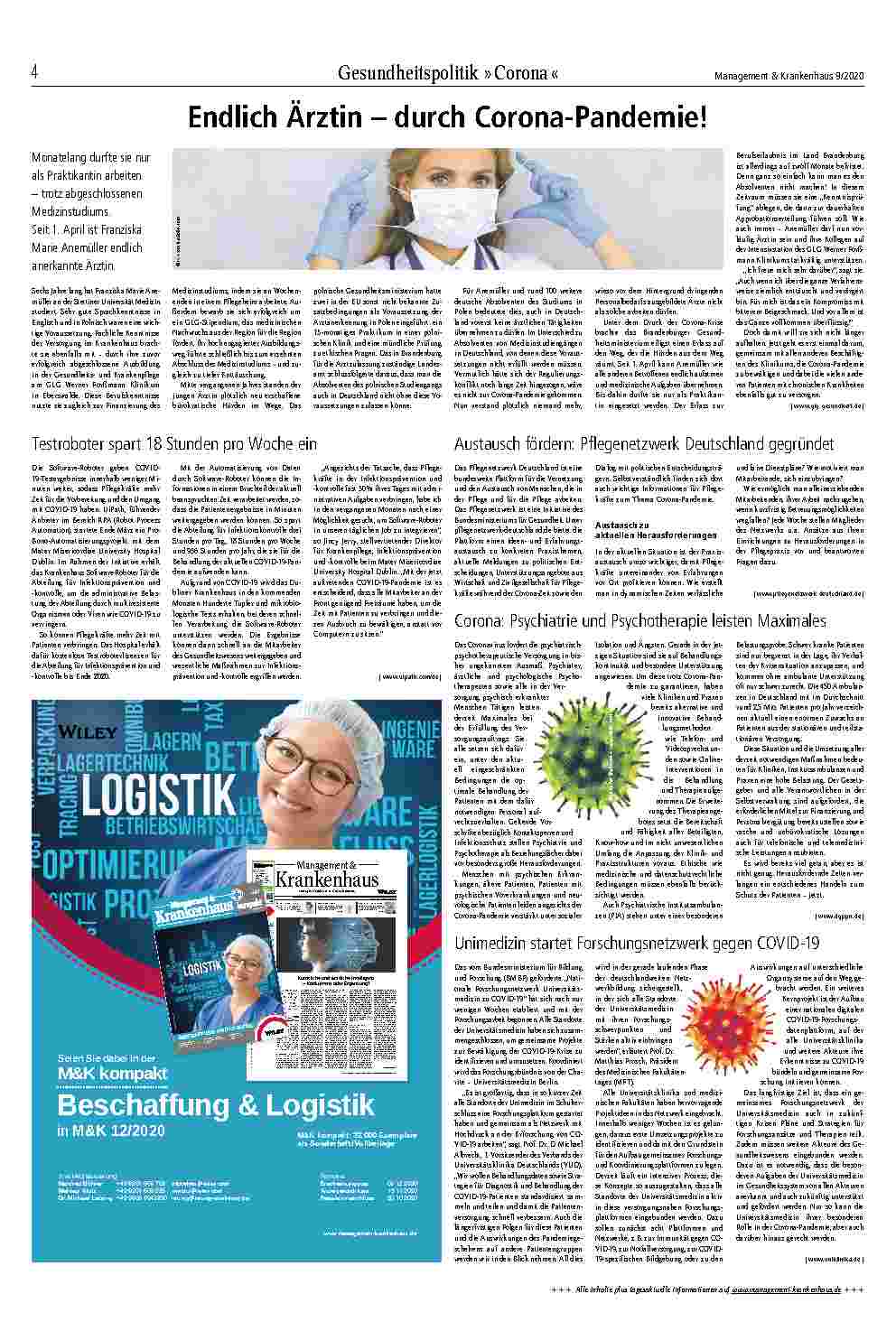 Vorschauseite 1: Endlich Ärztin – durch Corona-Pandemie!