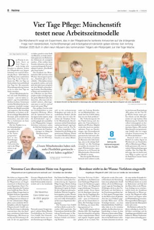 Vorschauseite 1: Vier Tage Pflege: Münchenstift testet neue Arbeitszeitmodelle