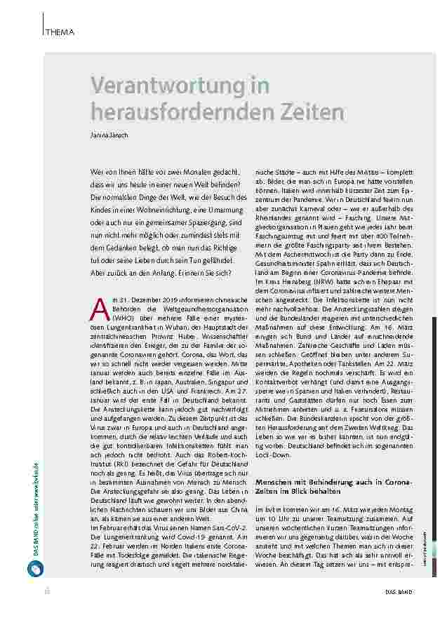 Vorschauseite 1: Verantwortung in herausfordernden Zeiten