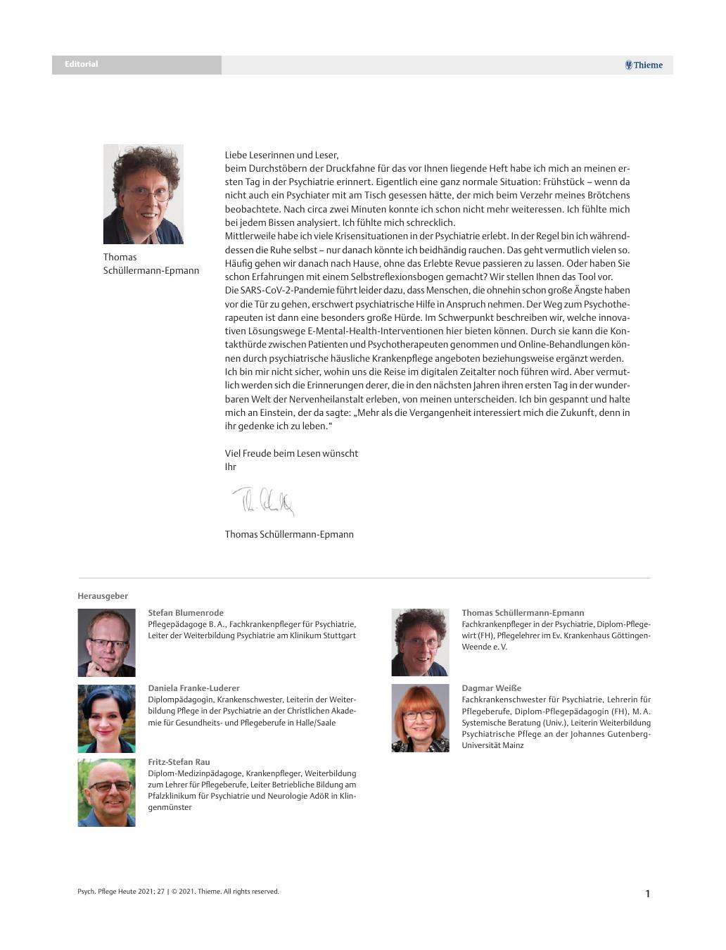 Vorschauseite 1: Liebe Leserinnen und Leser,