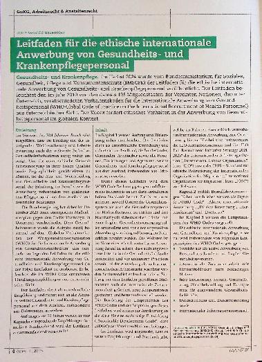 Vorschauseite 2: Leitfaden für die ethische internationale Anwerbung von Gesundheits-undj^H Krankenpflegepersonal