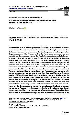 Vorschauseite 1: Teilhabe nach dem Renteneintritt: Non-formale Bildungsaktivitäten als Ausgleich für einen unerfüllten Erwerbswunsch?