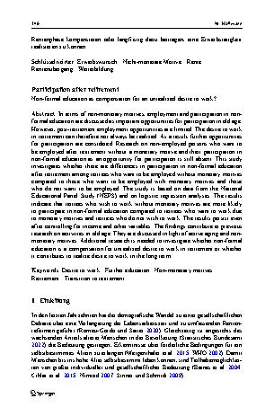 Vorschauseite 2: Teilhabe nach dem Renteneintritt: Non-formale Bildungsaktivitäten als Ausgleich für einen unerfüllten Erwerbswunsch?