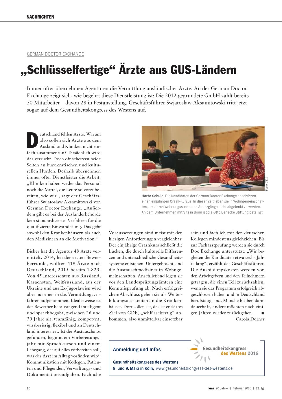 Vorschauseite 1: ?Schlüsselfertige? Ärzte aus GUS-Ländern