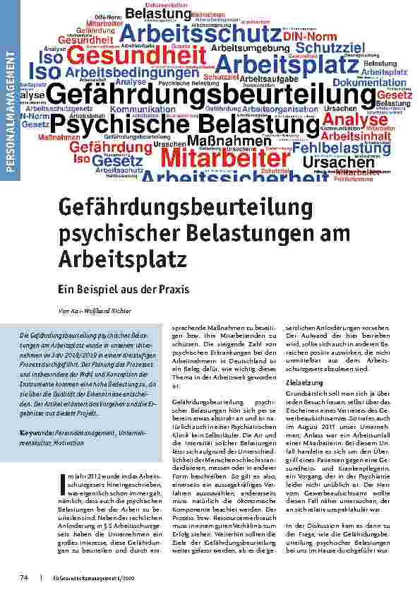 Vorschauseite 1: Gefährdungsbeurteilung psychischer Belastungen am Arbeitsplatz