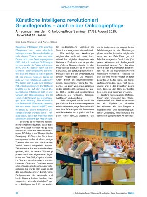Vorschauseite 1: Künstliche Intelligenz revolutioniert Grundlegendes – auch in der Onkologiepflege