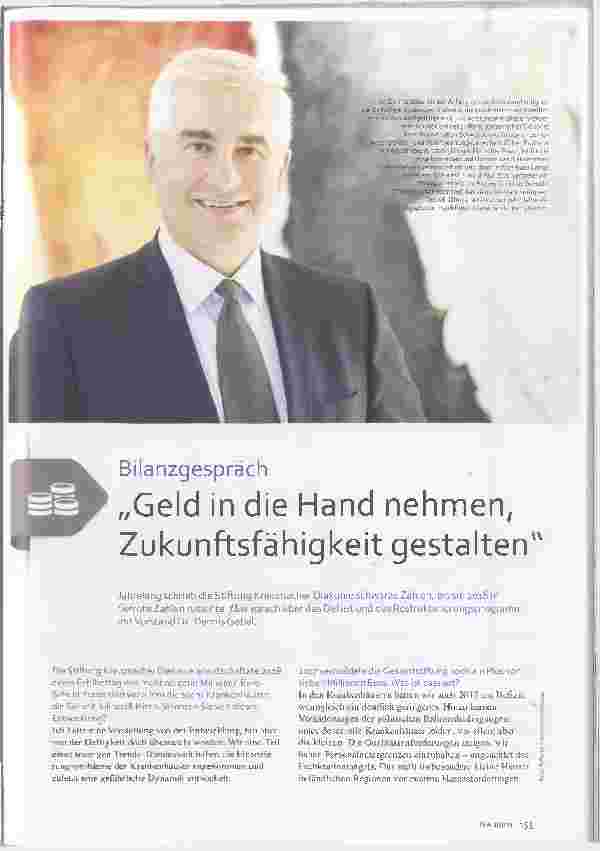 Vorschauseite 1: Bilanzgespräch „Geld in die Hand nehmen, Zukunftsfähigkeit gestalten"