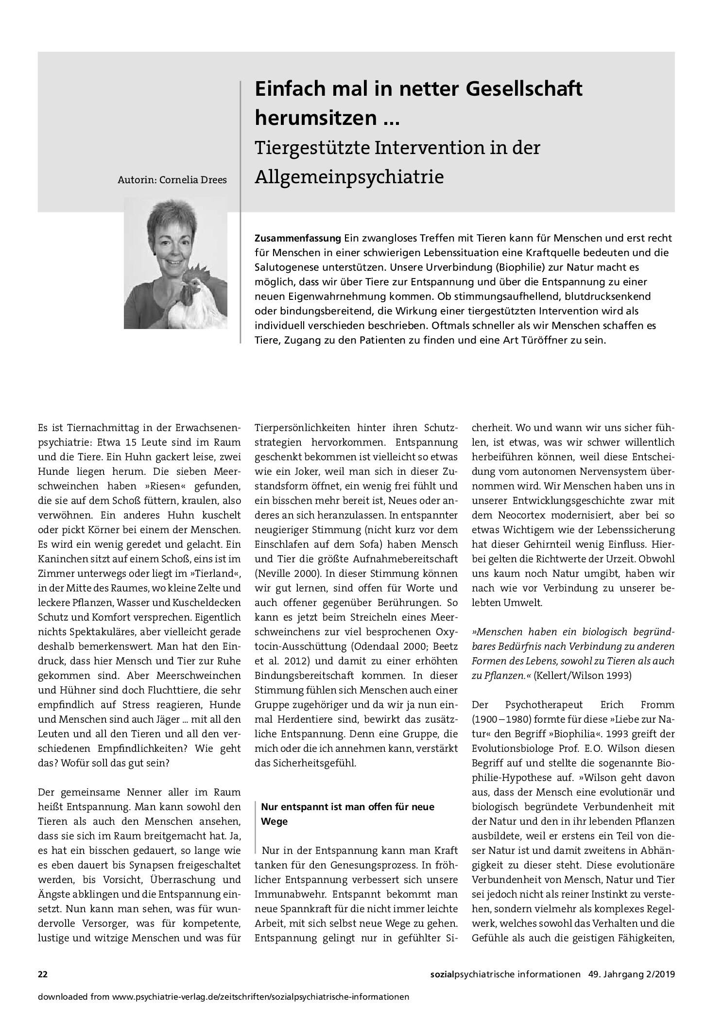 Vorschauseite 1: Einfach mal in netter Gesellschaft herumsitzen... Tiergestützte Intervention in der Allgemeinpsychiatrie