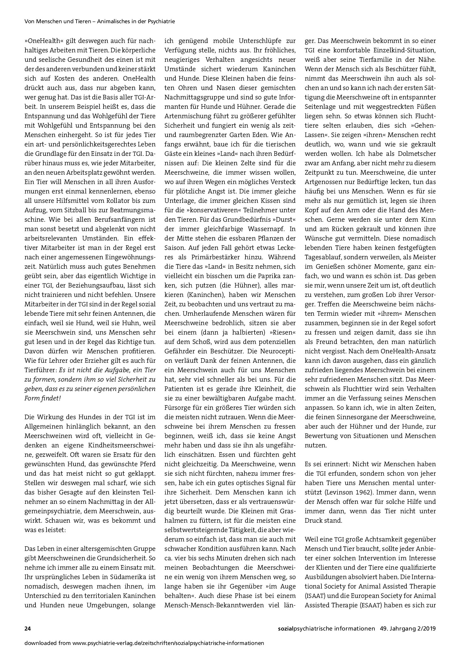 Vorschauseite 3: Einfach mal in netter Gesellschaft herumsitzen... Tiergestützte Intervention in der Allgemeinpsychiatrie