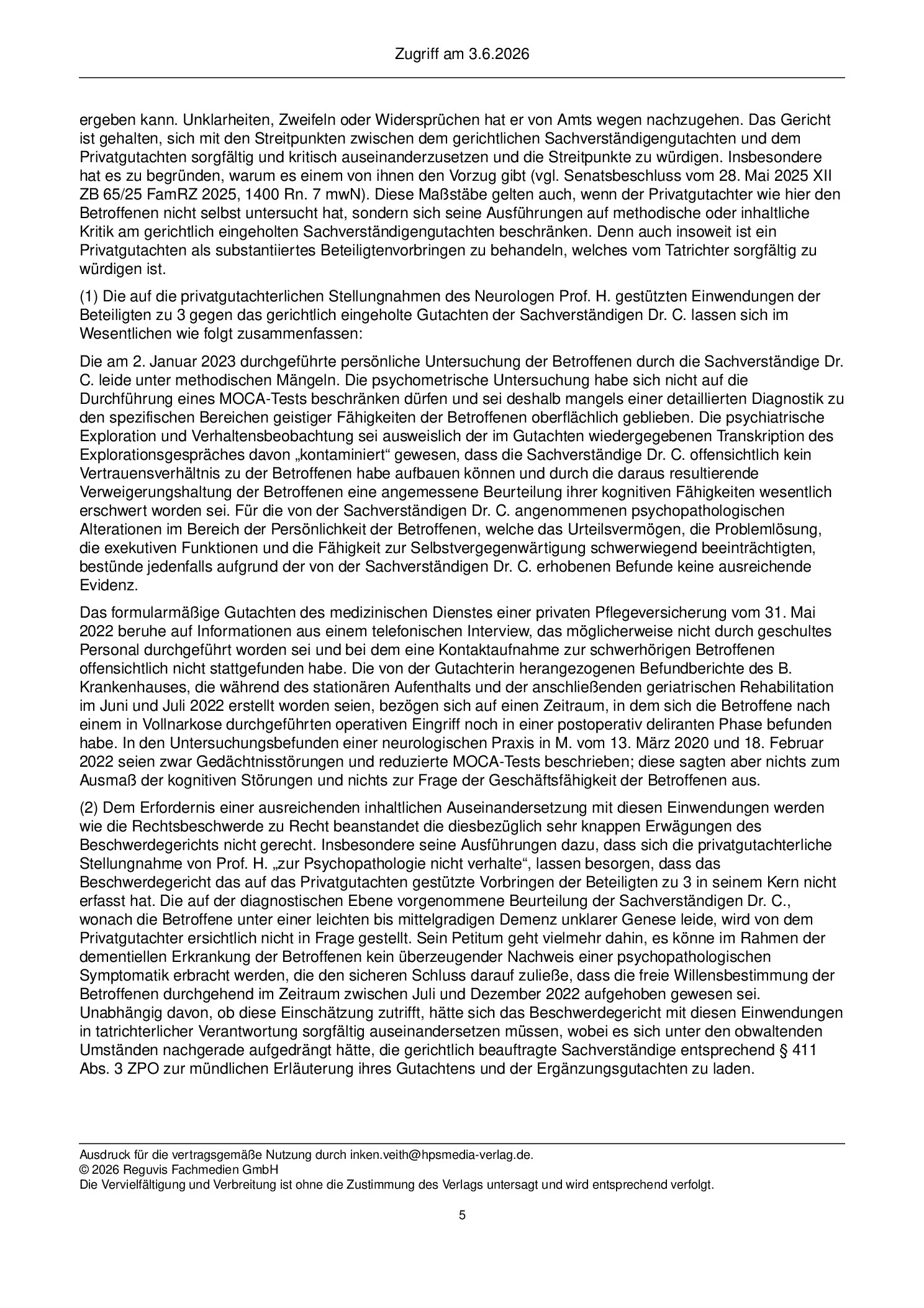 Vorschauseite 5: Zur Geschäftsunfähigkeit – § 104 Nr. 2 BGB; § 26 FamFG