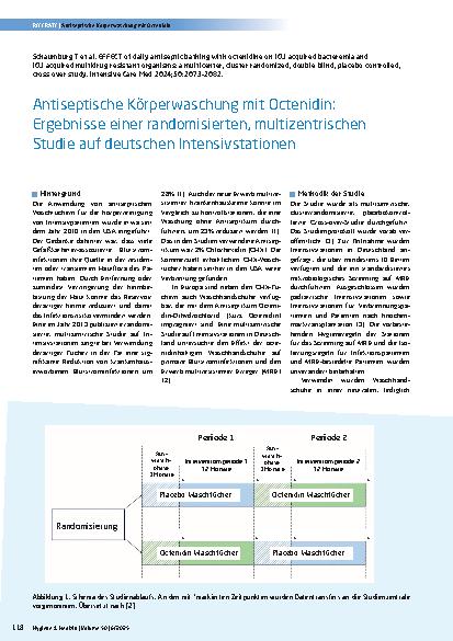 Vorschauseite 1: Antiseptische Körperwaschung mit Octenidin: Ergebnisse einer randomisierten, multizentrischen Studie auf deutschen Intensivstationen