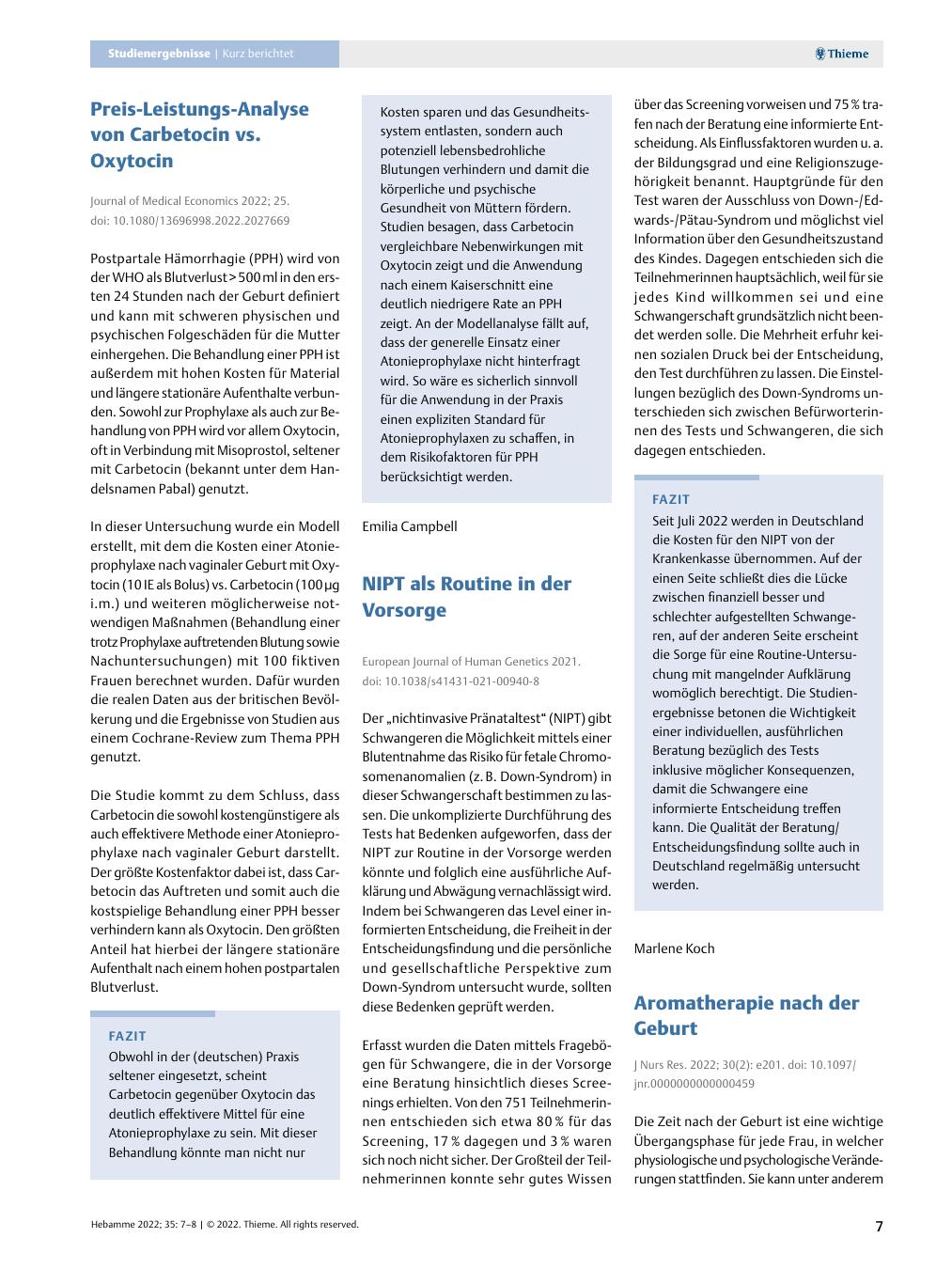 Vorschauseite 1: Preis-Leistungs-Analyse von Carbetocin vs. Oxytocin