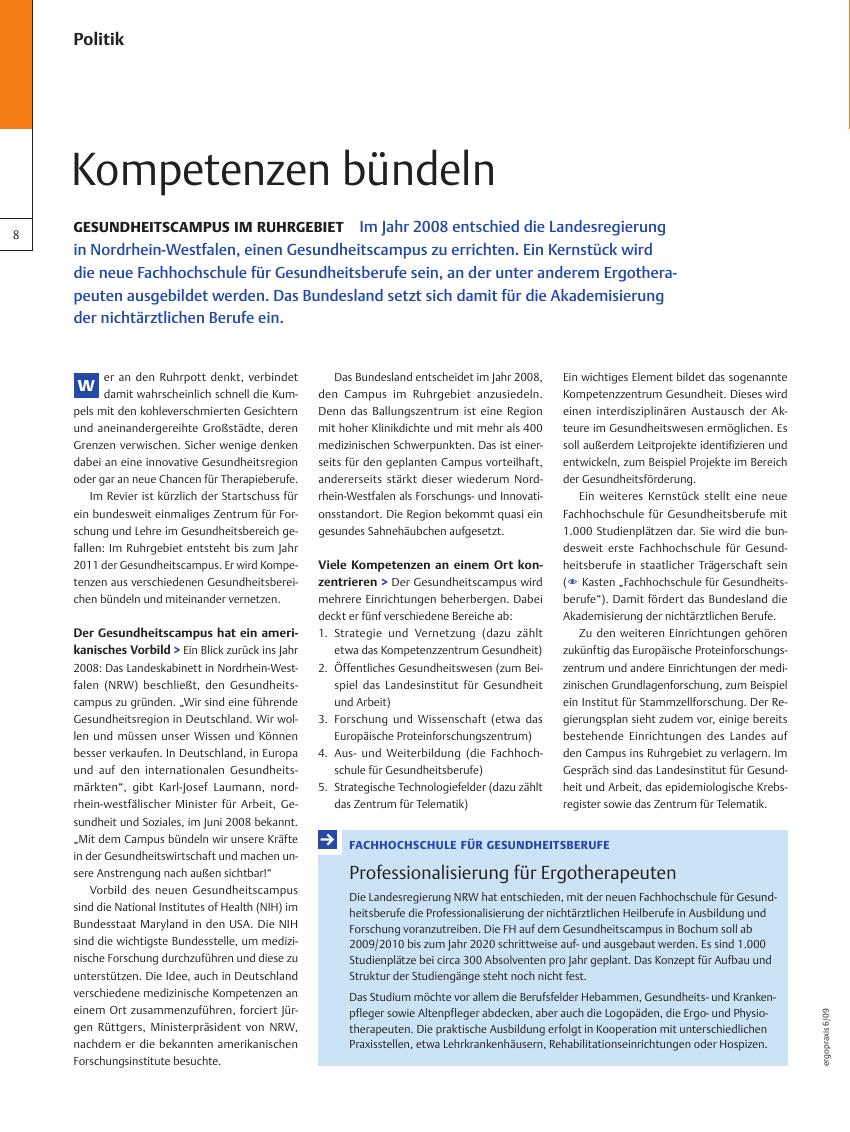 Vorschauseite 1: Gesundheitscampus im Ruhrgebiet ? Kompetenzen bündeln