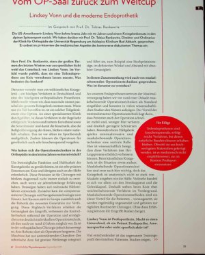 Vorschauseite 2: Vom Op Saal zurück zum Weltcup Lindsey Vonn und die moderne Endoprothetik