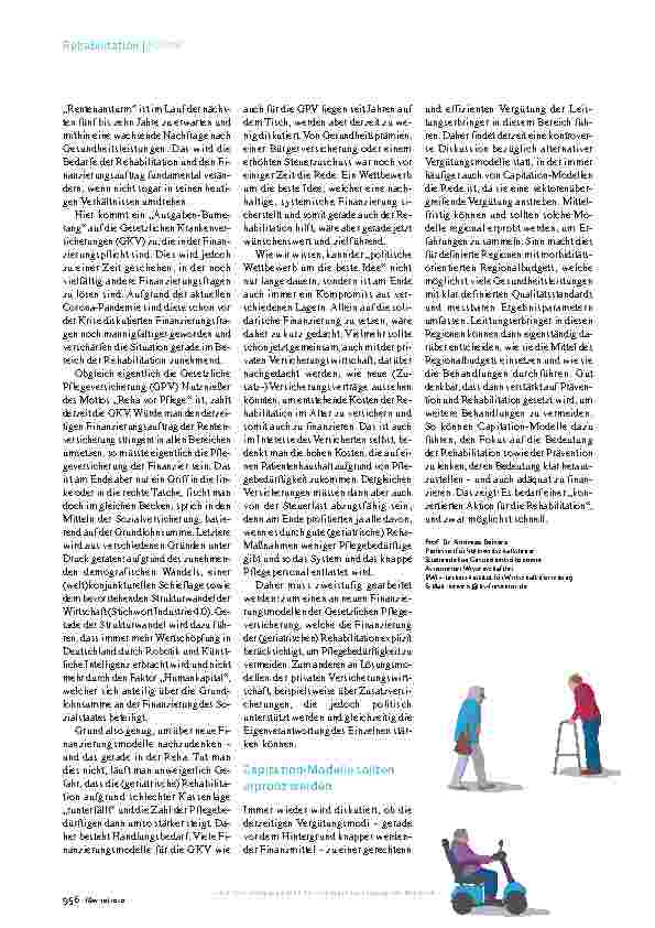 Vorschauseite 2: Geriatrische Versorgung Konzertierte Aktion für die Reha