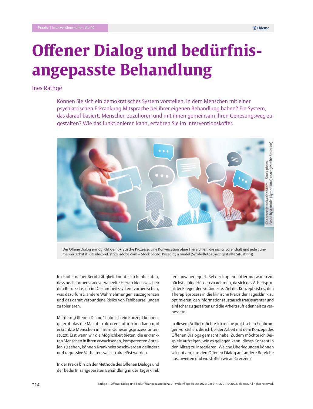 Vorschauseite 1: Offener Dialog und bedürfnisangepasste Behandlung