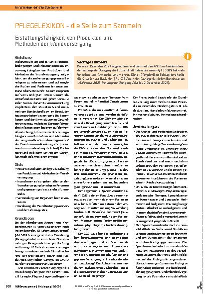 Vorschauseite 1: Erstattungsfähigkeit von Produkten und Methoden der Wundversorgung