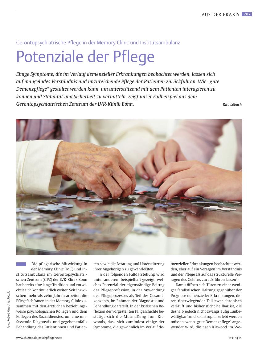 Vorschauseite 1: Potenziale der Pflege