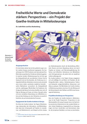 Vorschauseite 1: Freiheitliche Werte und Demokratie stärken: Perspectives – ein Projekt der Goethe-Institute in Mittelosteuropa