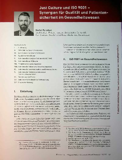 Vorschauseite 1: Just Culture und ISO 9001 - Synergien für Qualität und Patientensicherheit im Gesundheitswesen