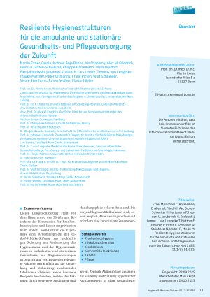 Vorschauseite 1: Resiliente Hygienestrukturen für die ambulante und stationäre Gesundheitsund Pflegeversorgung der Zukunft