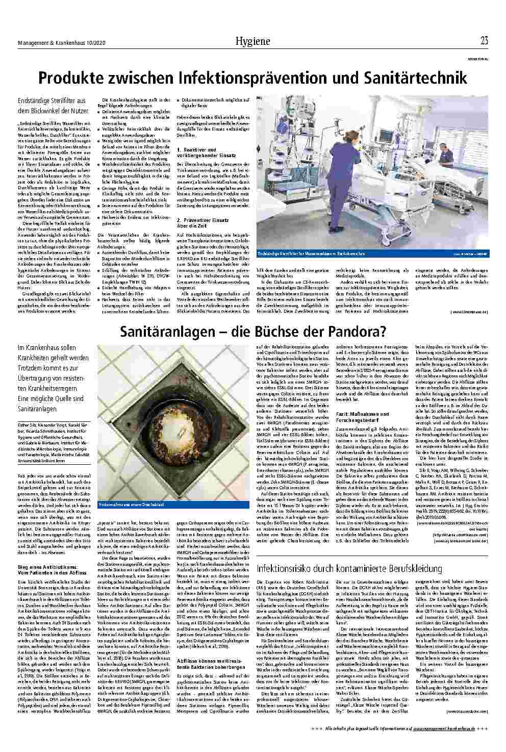 Vorschauseite 3: Hygiene Call for Action – Aufbereitung von Ultraschallsonden Wiederaufbereitung von FFP-2-Masken (Note: "Wiederaufbereitung" should be written as "Wiederaufbereitung" in the origi…