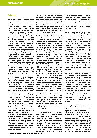Vorschauseite 2: Das Erleben der Safewards-Intervention „Deeskalierende Gesprächsführung“ bei pflegerisch - therapeutischen Mitarbeiter*innen in der Psychiatrie