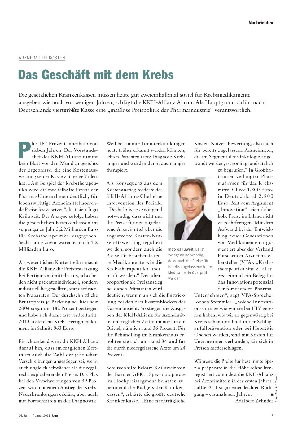 Vorschauseite 1: Das Geschäft mit dem Krebs