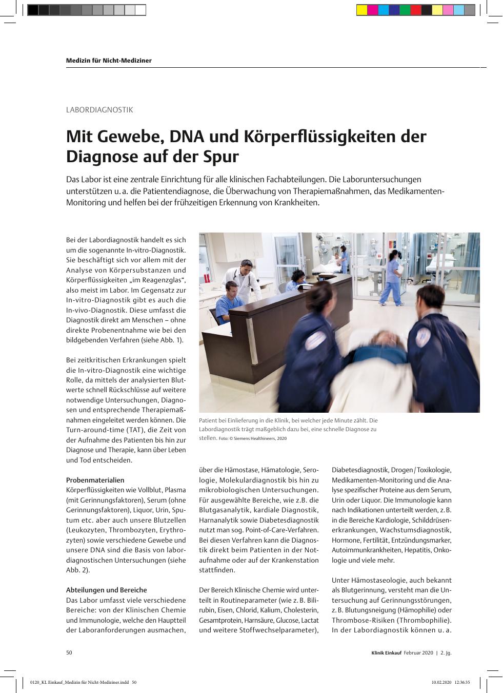Vorschauseite 1: Labordiagnostik: Mit Gewebe, DNA und Körperflüssigkeiten der Diagnose auf der Spur