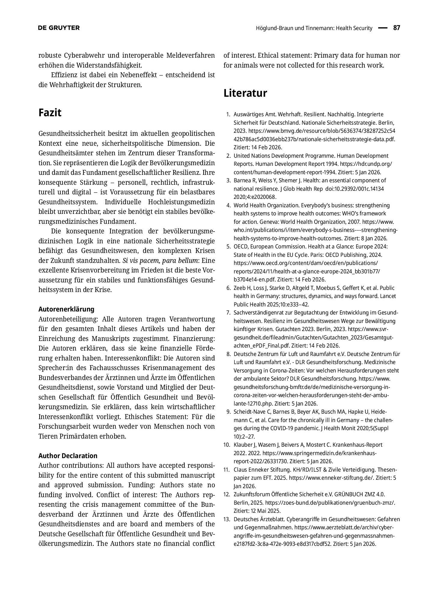 Vorschauseite 3: Health Security: Bevölkerungsmedizin als wichtiger Bestandteil der nationalen Gesundheitssicherheitsstrategie