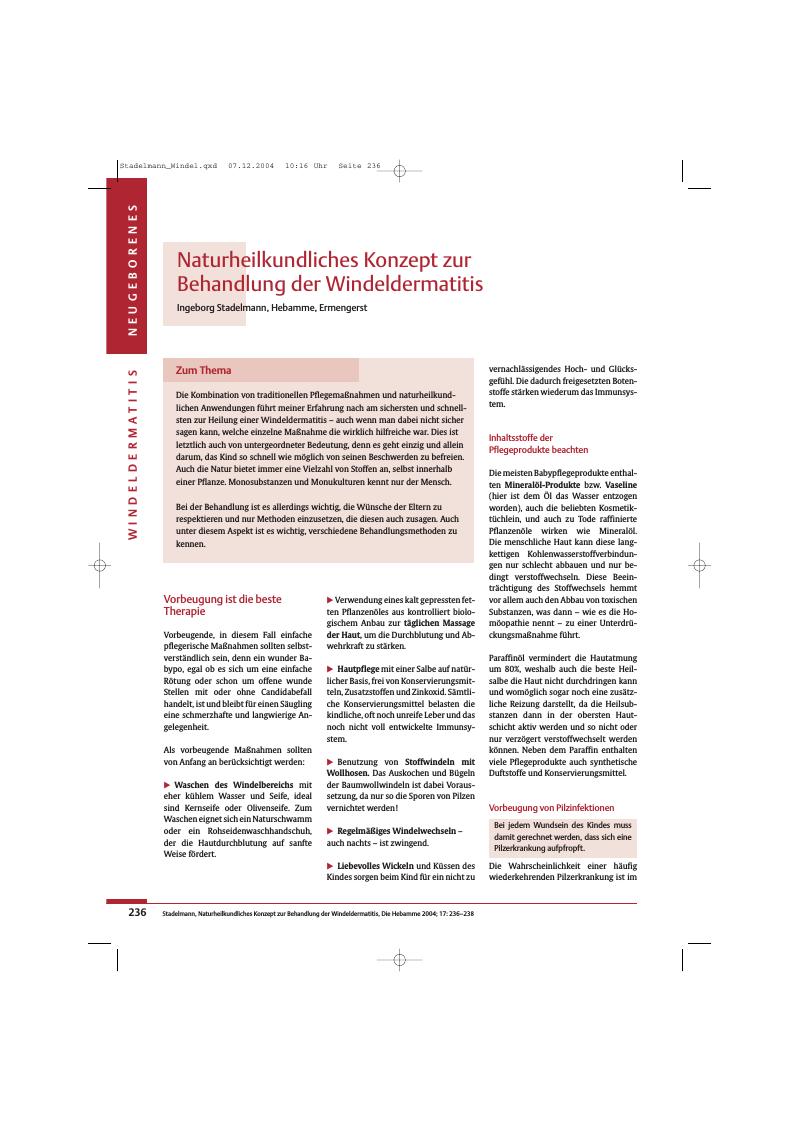 Vorschauseite 1: Naturheilkundliches Konzept zur Behandlung der Windeldermatitis