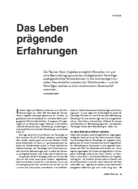 Vorschauseite 1: Das Leben prägende Erfahrungen