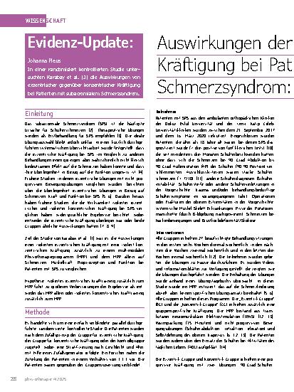 Vorschauseite 1: Auswirkungen der exzentrischen gegen konzentrischen Kräftigung bei Patienten mit subacromialem Schmerzsyndrom: eine randomisierte, kontrollierte Studie