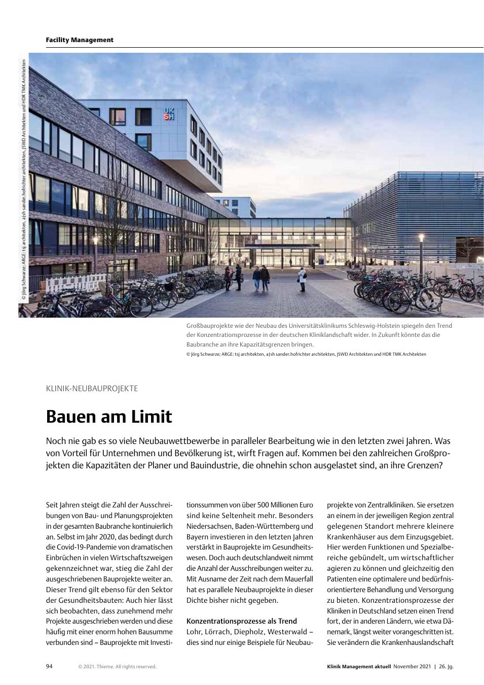 Vorschauseite 1: Klinik-Neubauprojekte: Bauen am Limit