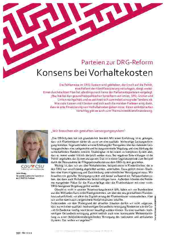 Vorschauseite 1: Parteien zur DRG-Reform: Konsens bei Vorhaltekosten