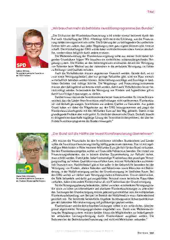 Vorschauseite 2: Parteien zur DRG-Reform: Konsens bei Vorhaltekosten