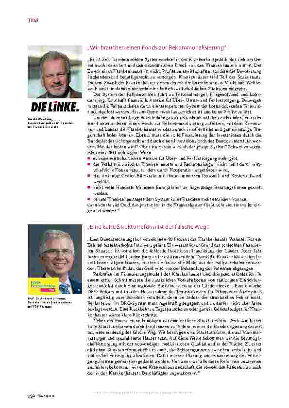 Vorschauseite 3: Parteien zur DRG-Reform: Konsens bei Vorhaltekosten