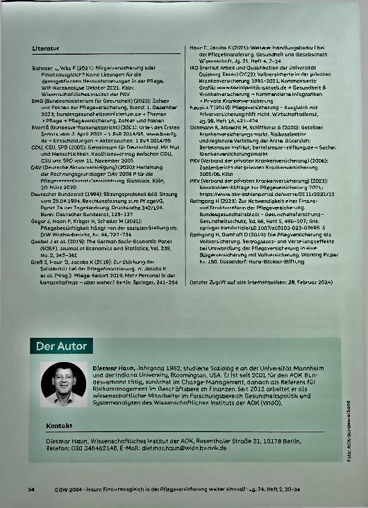 Vorschauseite 5: Finanzausgleich in der Pflegeversicherung weiterhin sinnvoll
