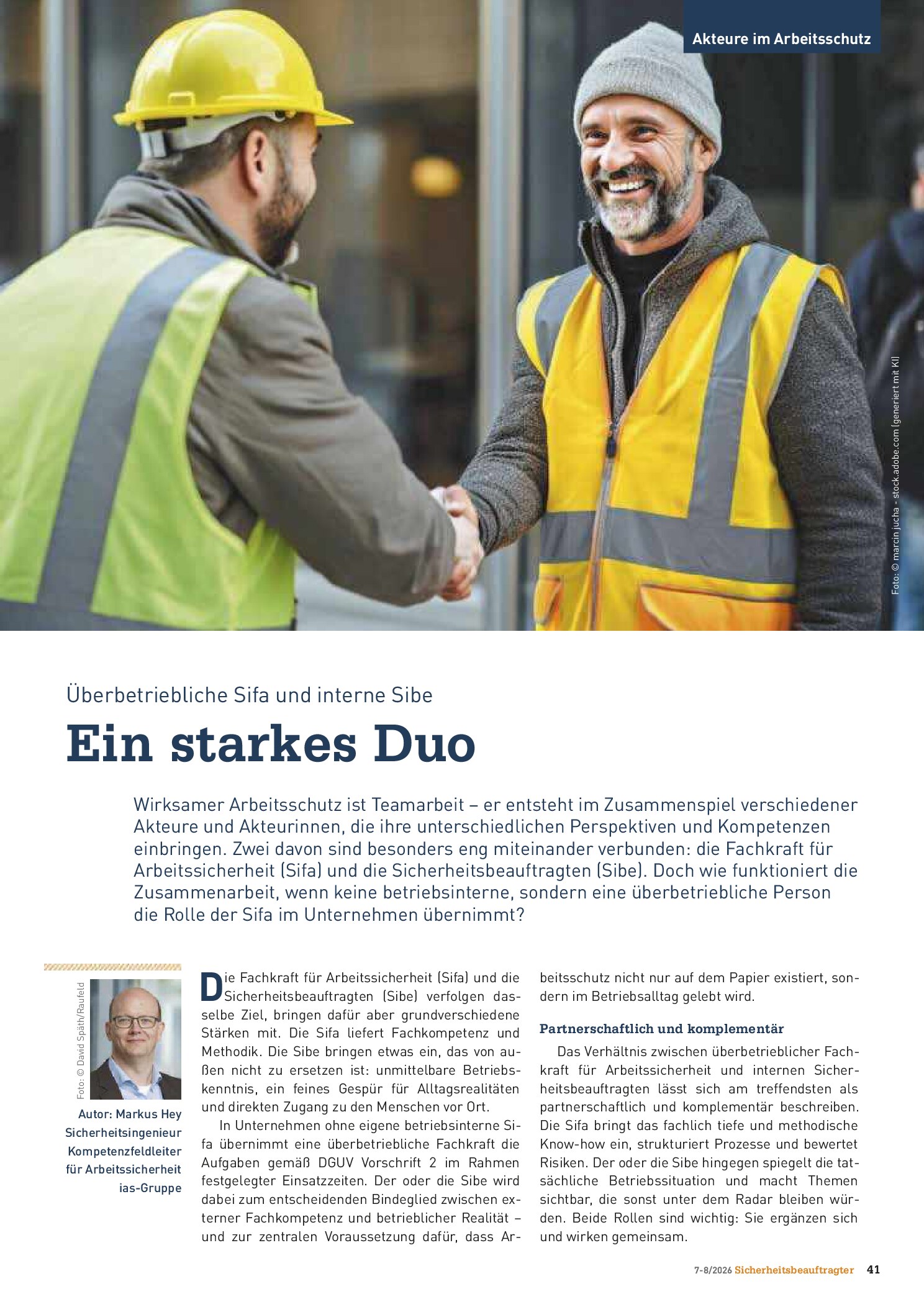 Vorschauseite 1: Überbetriebliche Sifa und interne Sibe. Ein starkes Duo