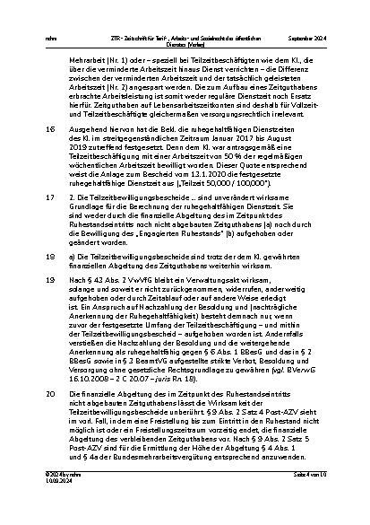 Vorschauseite 4: IV. Beamtenrecht Ruhegehaltfähige Dienstzeit bei Teilzeitbeschäftigung – Lebensarbeitszeitkonten