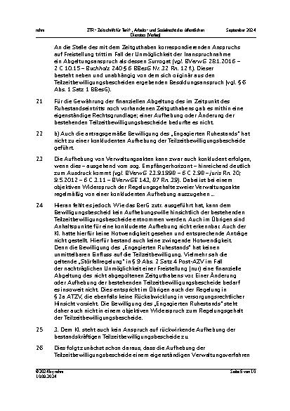 Vorschauseite 5: IV. Beamtenrecht Ruhegehaltfähige Dienstzeit bei Teilzeitbeschäftigung – Lebensarbeitszeitkonten
