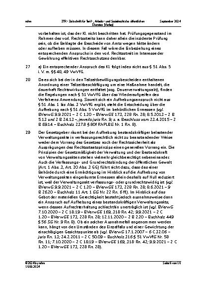 Vorschauseite 6: IV. Beamtenrecht Ruhegehaltfähige Dienstzeit bei Teilzeitbeschäftigung – Lebensarbeitszeitkonten