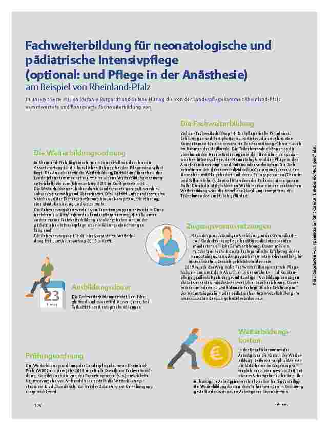 Vorschauseite 1: Fachweiterbildung für neonatologische und pädiatrische Intensivpflege (optional: und Pflege in der Anästhesie) am Beispiel von Rheinland-Pfalz