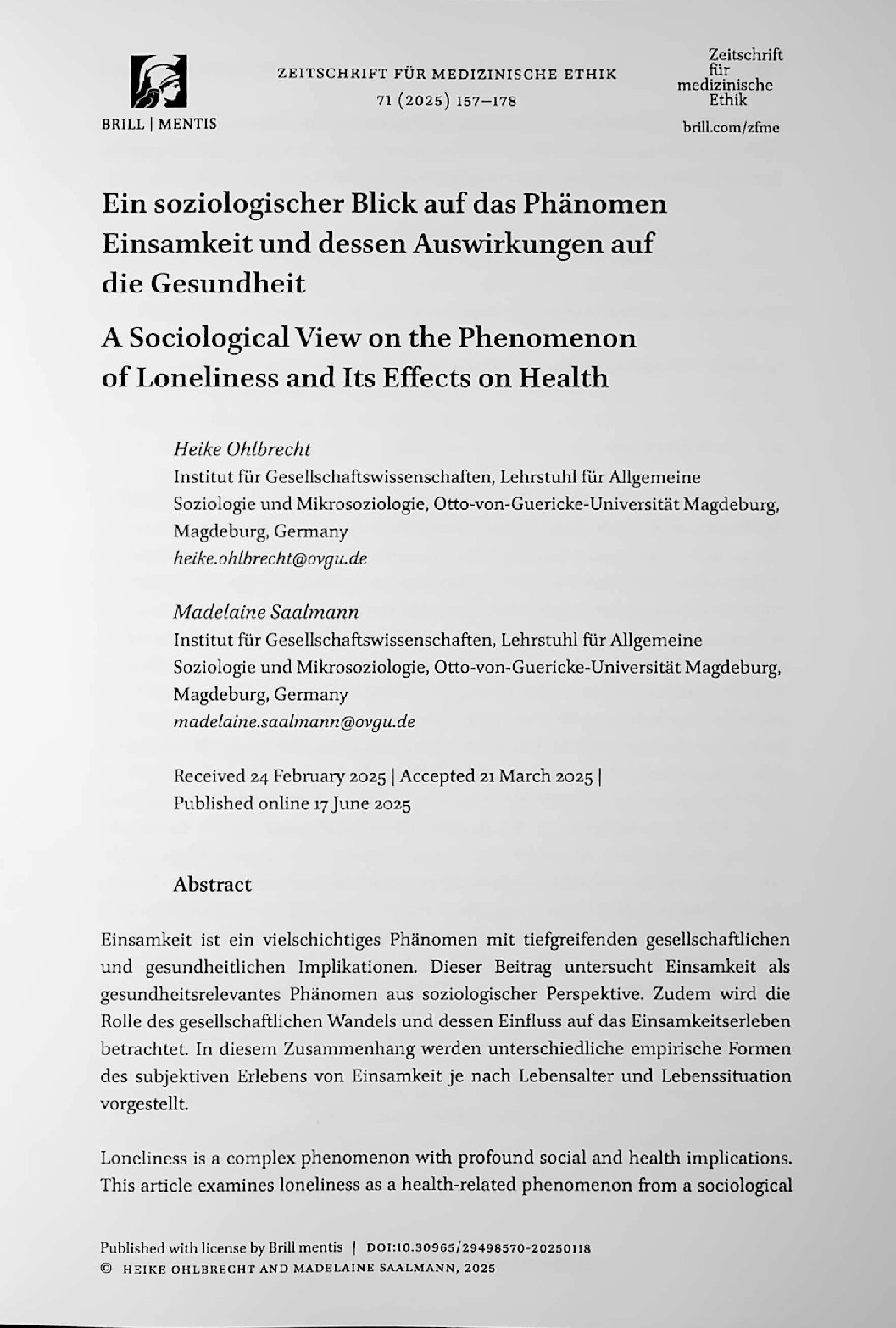 Vorschauseite 1: Ein soziologischer Blick auf das Phänomen Einsamkeit und dessen Auswirkungen auf die Gesundheit
