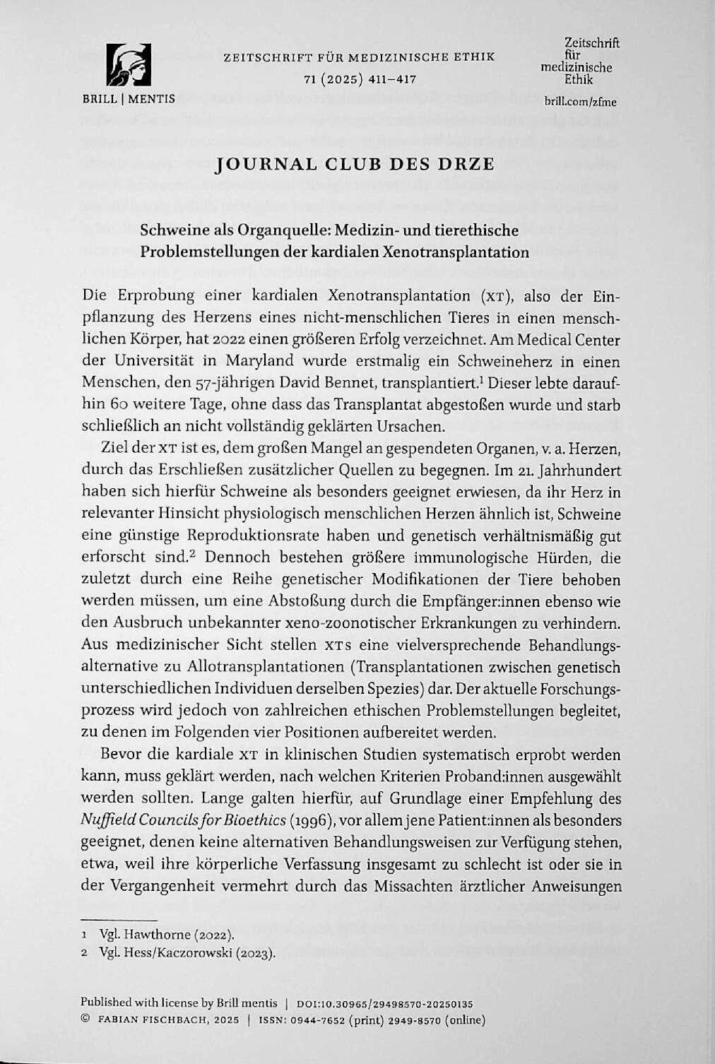 Vorschauseite 1: Schweine als Organquelle: Medizin- und tierethische Problemstellungen der kardialen Xenotransplantation