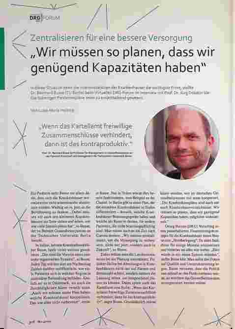 Vorschauseite 1: Zentralisieren für eine bessere Versorgung „Wir müssen so planen, dass wir genügend Kapazitäten haben"