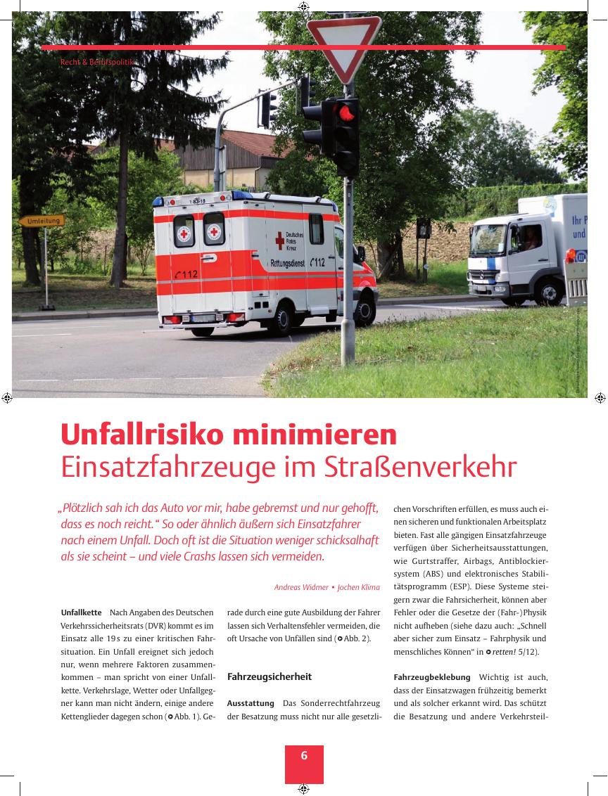 Vorschauseite 1: Unfallrisiko minimieren ? Einsatzfahrzeuge im Straßenverkehr